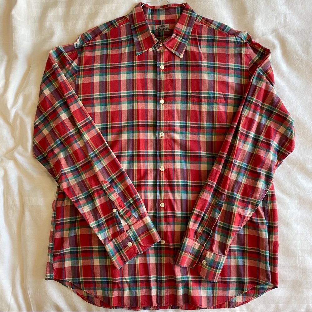 J. Crew Plaid Shirt Red and Green XL